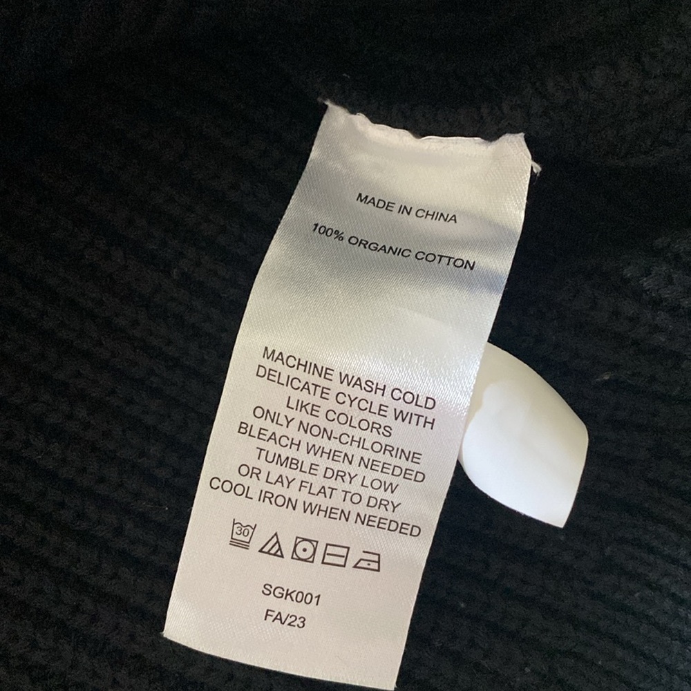 Quince Black Organic Cotton V-Neck Ribbed Sweater - Picture 3 of 4